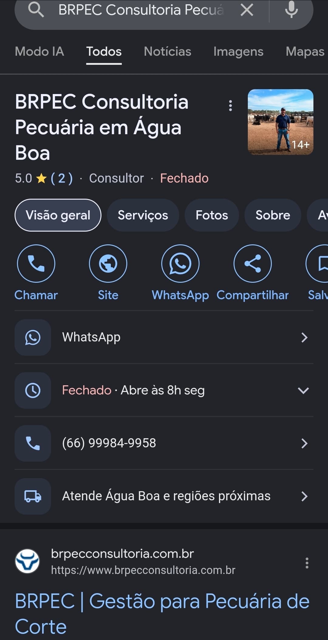 Perfil da Empresa BRPEC no Google